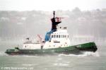 ID 2696 LOYAL (1968/221grt/IMO 6826949, ex-HAUROKO II, HAUROKO) in rough weather, Waitemata Harbour, Auckland.